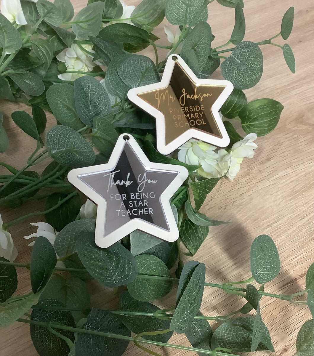 Two layer Star Luxury Teacher tag or bauble blank