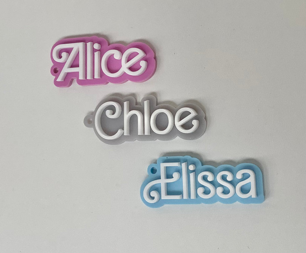 Personalised Name Keyring/Bag Tag Swirl Font Blank